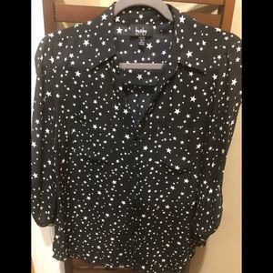 By & By Black Shirt with White Assorted Stars